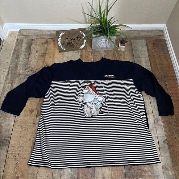 Vintage The Disney Catalog Grumpy Wear Striped TwoToned Thick Long Sleeved Shirt - Picture 1 of 9